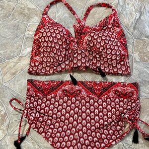 Cacique Red Patterned Women's Swimwear Set